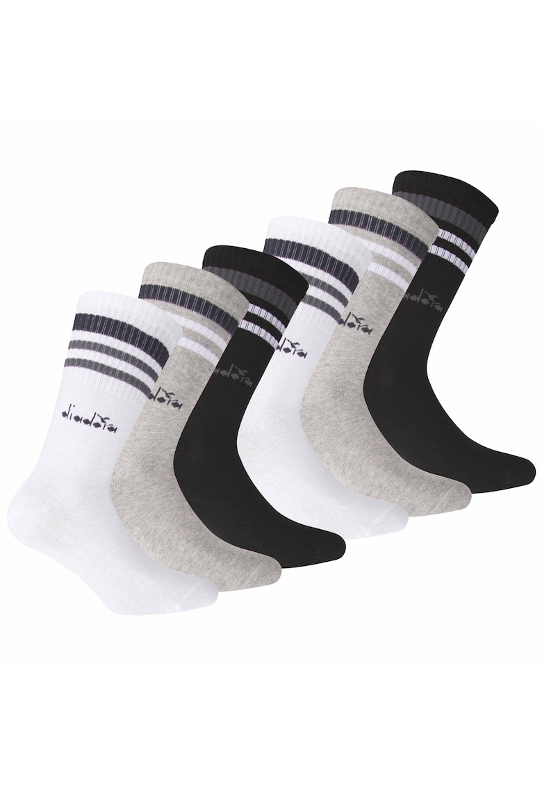 Set de sosete lungi unisex - 6 perechi - Alb/Negru/Gri