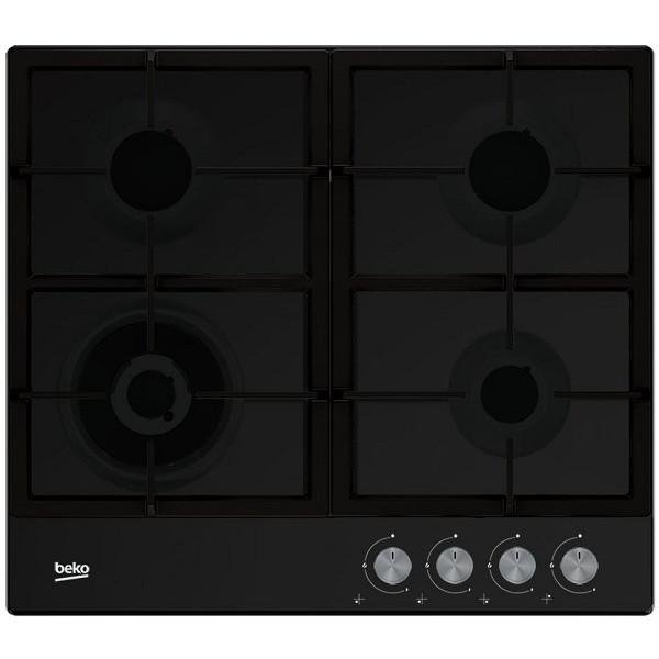 Plita incorporabila Beko HIAW64225SB, Gaz, 4 arzatoare, Gratar de fonta, Negru