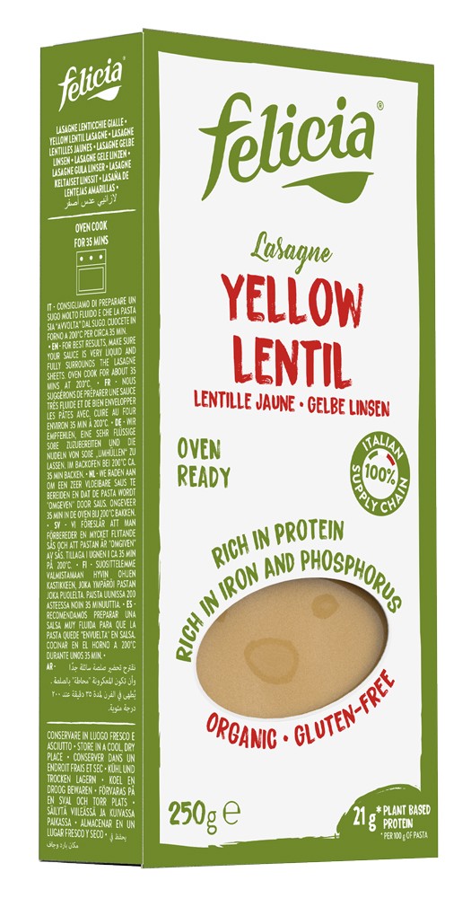 Lasagna bio din linte galbena, 250g Felicia