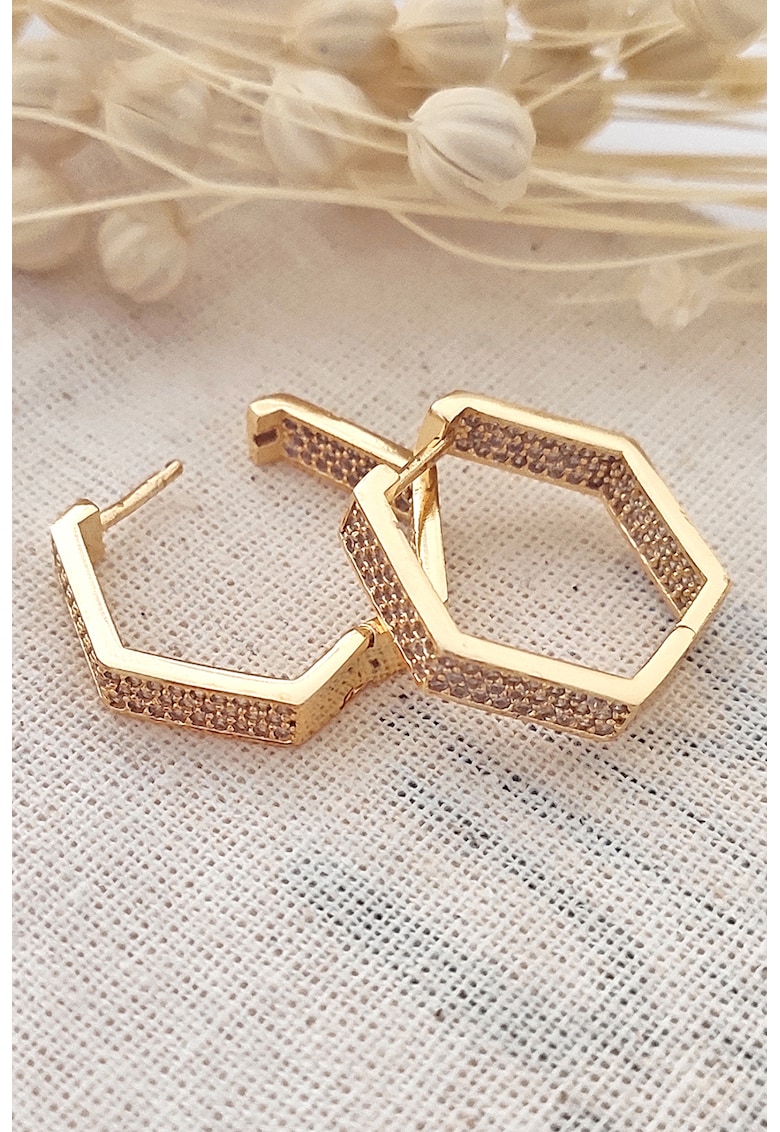 Cercei hexagonali - Auriu