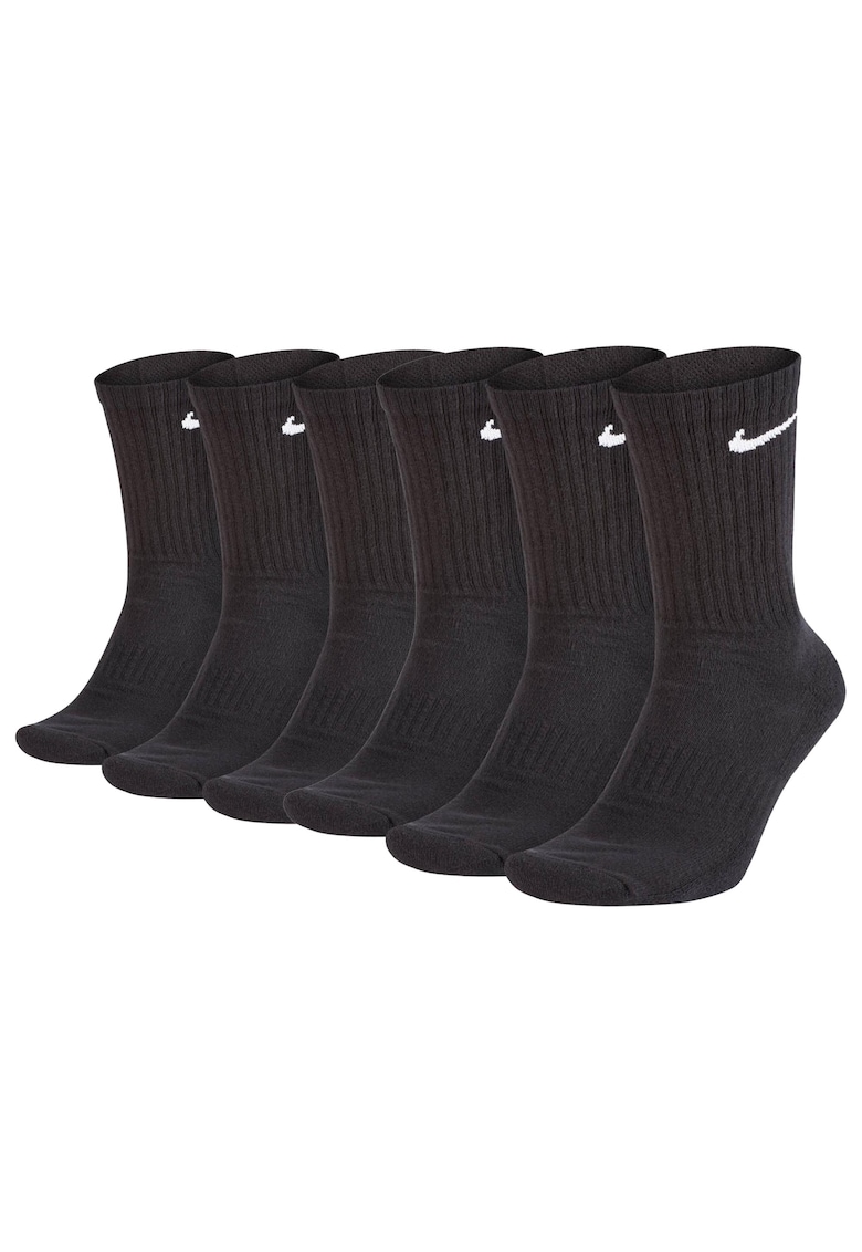 Set de sosete lungi unisex cu model monograma - 6 perechi - Negru