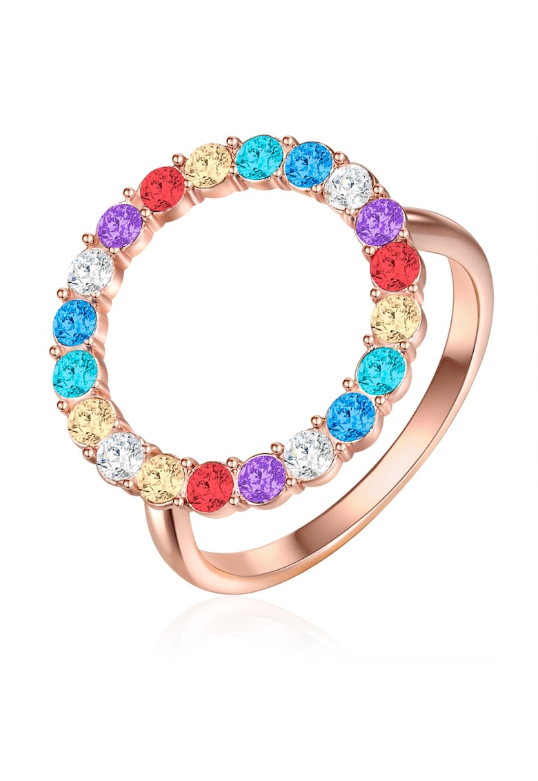 Inel placat cu aur de 14K si decorat cu cristale - Auriu rose