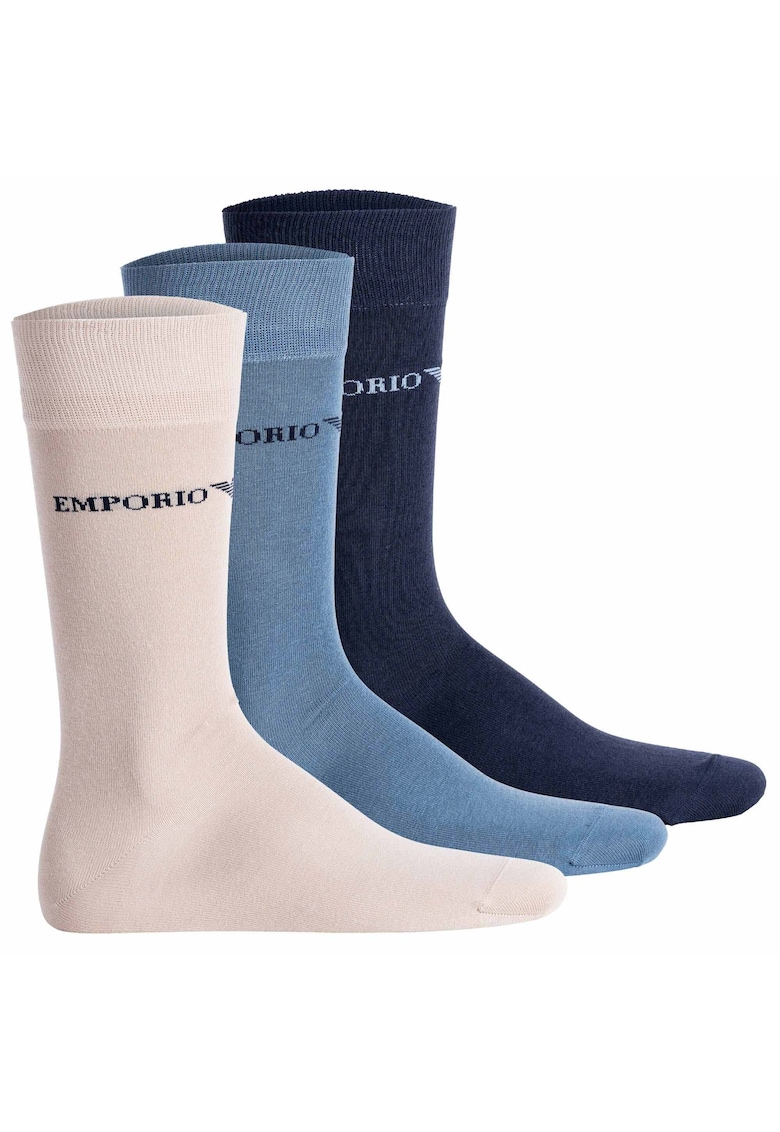 Set de sosete lungi - 3 perechi - Albastru pastel/Alb fildes/Bleumarin