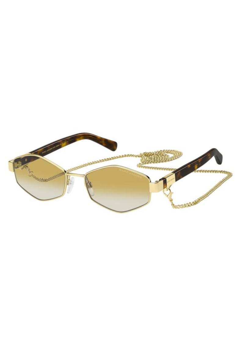 Oferte la Ochelari de soare hexagonali cu lant detasabil - Auriu/Maro