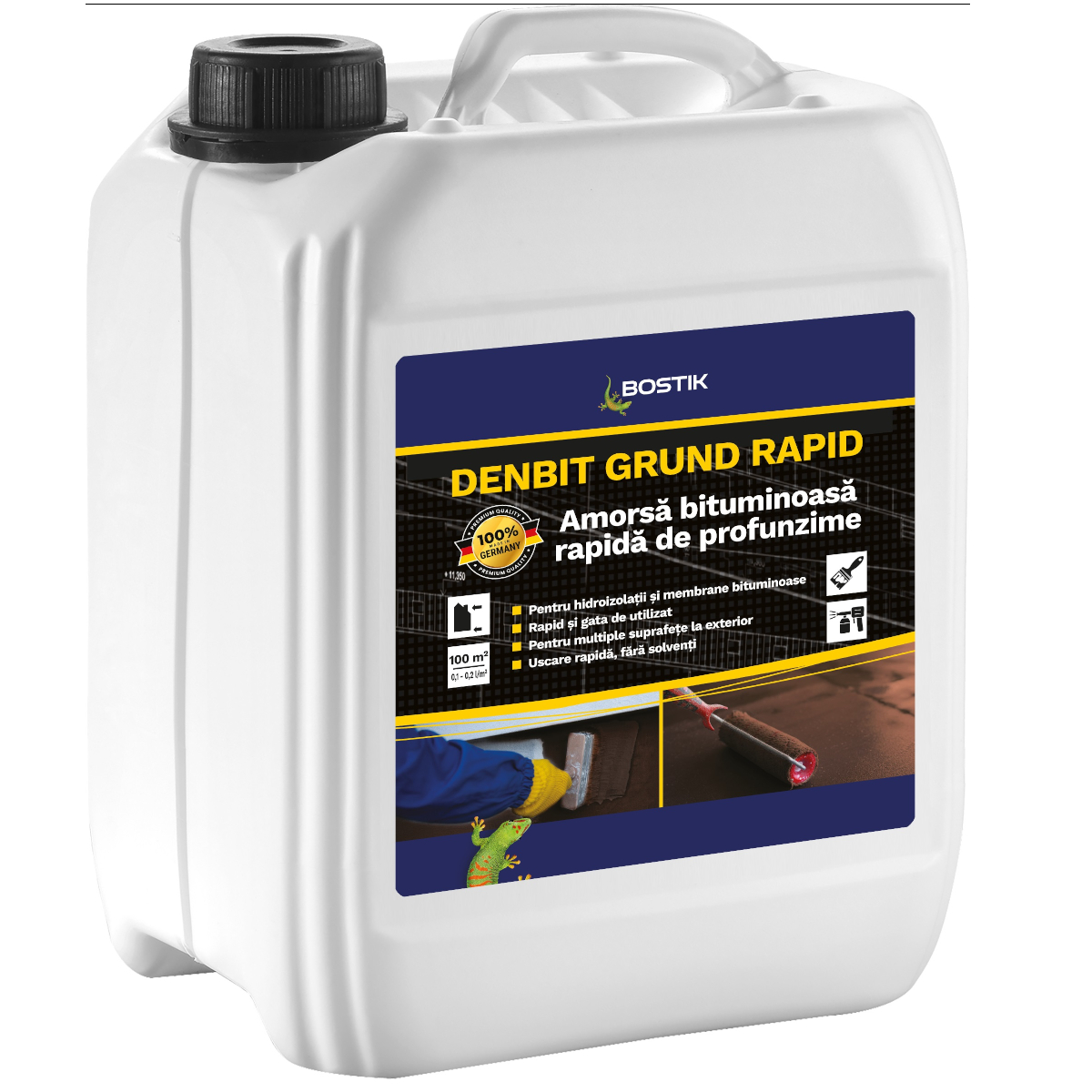 Amorsa bituminoasa rapida de profunzime Denbit Grund Rapid, exterior, negru,  10 l