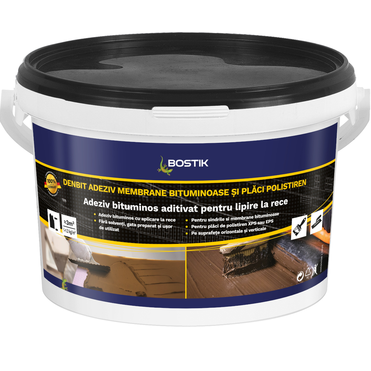 Adeziv membrane bituminoase si placi polistiren Bostik Denbit, negru, 3 kg