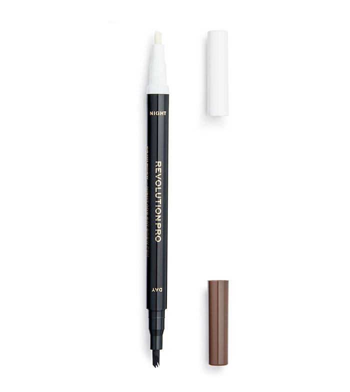 Ser pentru sprancene si creion pentru sprancene 24 de ore, Makeup Revolution, Revolution Pro (Concentratie: Creion contur sprancene, Culoare produse:  Warm Brown, Gramaj: 1,6 ml)