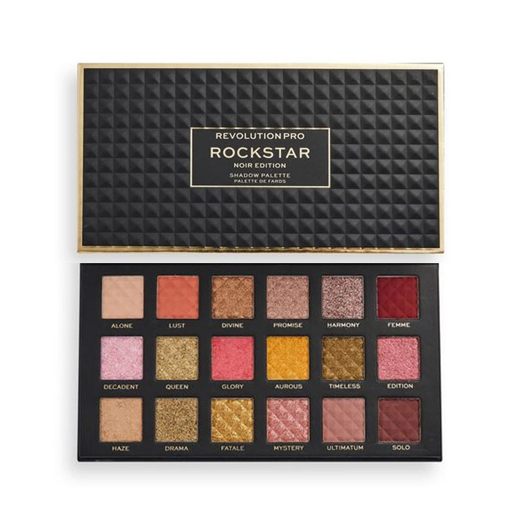 Paleta farduri Makeup Revolution Pro - Shadow Palette Rockstar (Gramaj: 18 g, Concentratie: Paleta fard de pleoape, Culoare produse: Noir)