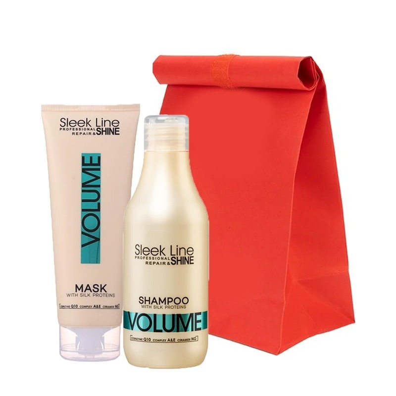Set Sleek Line Volume – Sampon, 300 ml si Masca pentru volum intens cu proteine din matase, 250 ml