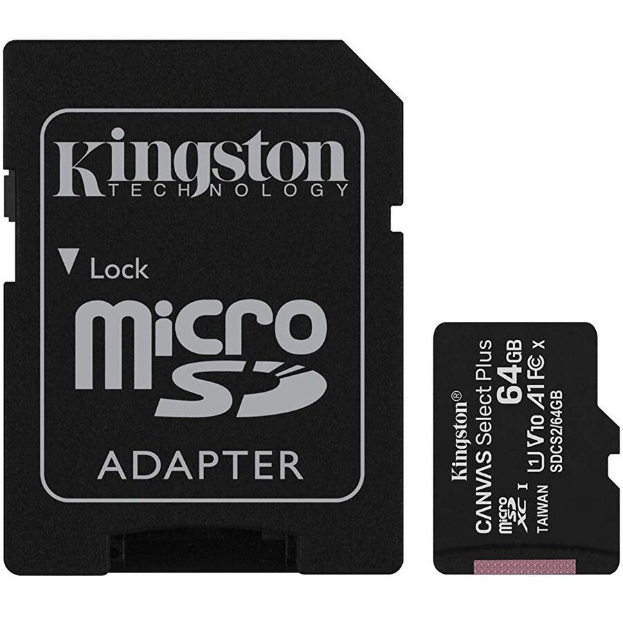 Card de memorie MicroSD Kingston SDCS2/64GB Canvas Select Plus, 64 GB, 100MB/s, cu adaptor
