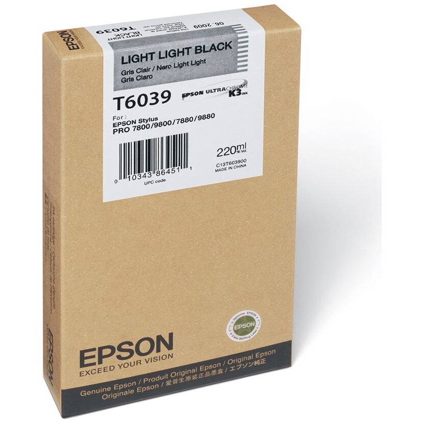 CARTUS LIGHT LIGHT BLACK C13T603900 220ML ORIGINAL EPSON STYLUS PRO 7800