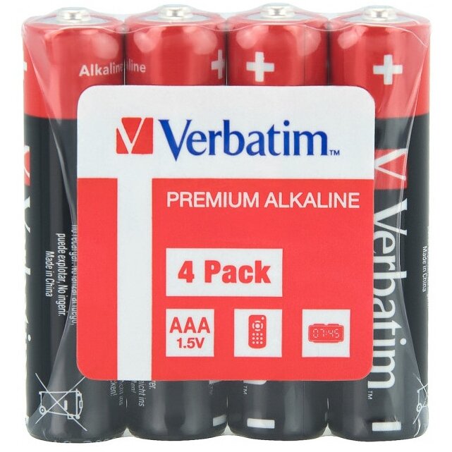 BATERIE VERBATIM  AAA (R3), 1.5V alcalina,  4 buc., shrink wrap 49500