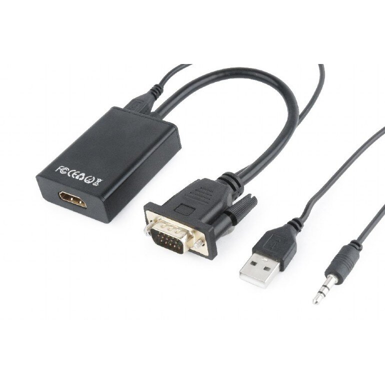 Adaptor Gembird A-VGA-HDMI-01, VGA male - HDMI female, 0.15m, Black