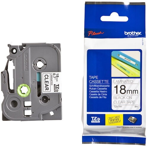 Etichete laminate Brother TZE141 Black on Clear, 18mm