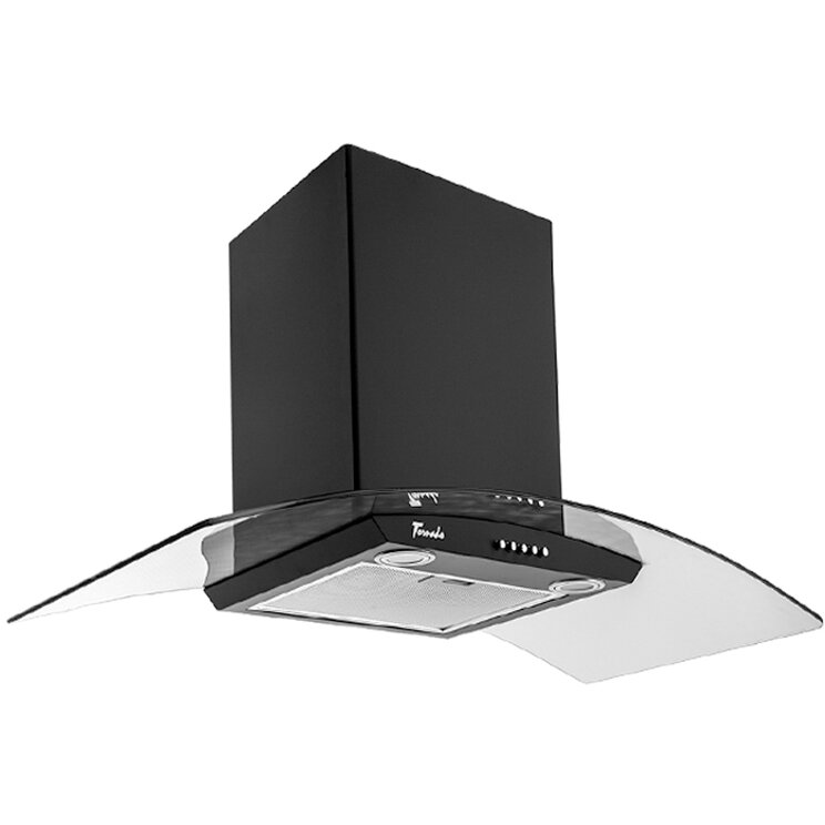 Hota tip Cupola Tornado Eva 1200 (90) LED, 1 motor Turbo, latime 90 cm, 3 viteze, absorbtie 1200 m3/ora, filtru anti-grasimi aluminiu 5 straturi, Negru