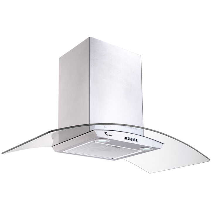 Hota tip Cupola Tornado Eva 1200 (90) LED, 1 motor Turbo, latime 90 cm, 3 viteze, absorbtie 1200 m3/ora, filtru anti-grasimi aluminiu 5 straturi, Inox