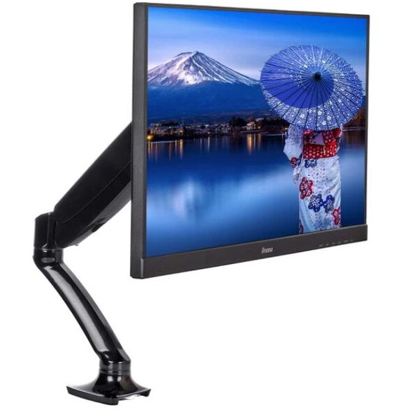 Suport de monitor iiyma DS3001C-B1, 10'' - 27'', Ajustabil 0 - 410mm, Rotire 360 grade, Pivot 90 grade, Negru