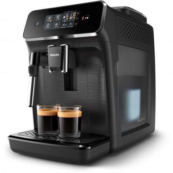 Espressor automat Philips EP2220/10, sistem de spumare a laptelui, 2 bauturi, filtru AquaClean, rasnita ceramica, optiune cafea macinata, Negru