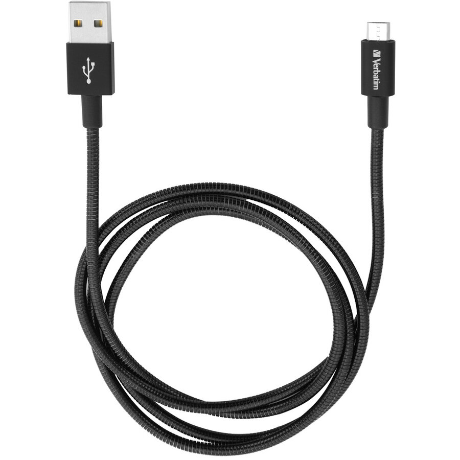 CABLU alimentare si date VERBATIM, pt. smartphone, USB 2.0 (T) la Micro-USB 2.0 (T),  1m, premium, cablu metalic, negru, 48863