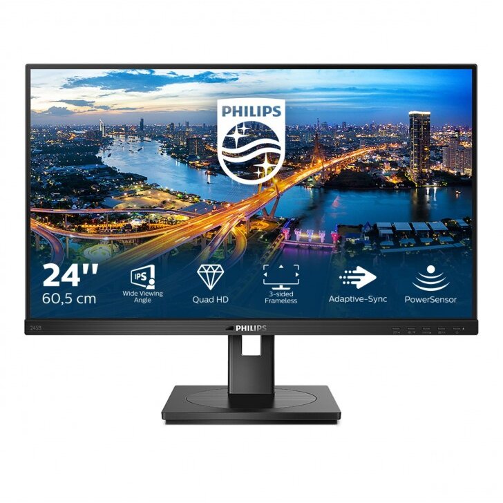 Monitor 23.8 Philips 245B1 WLED, QHD, 4ms, 75Hz, Negru