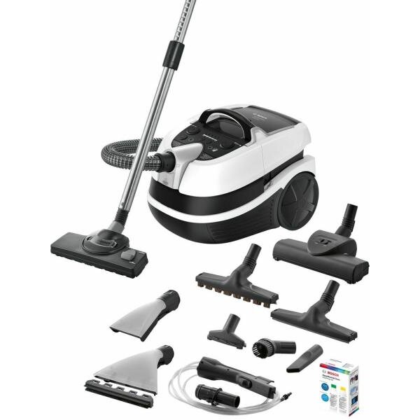 Aspirator cu spalare Bosch BWD421PRO, 2100 W, Filtru Hepa, Perii Turbo si parchet, Reglare electronica a puterii, Alb/Negru
