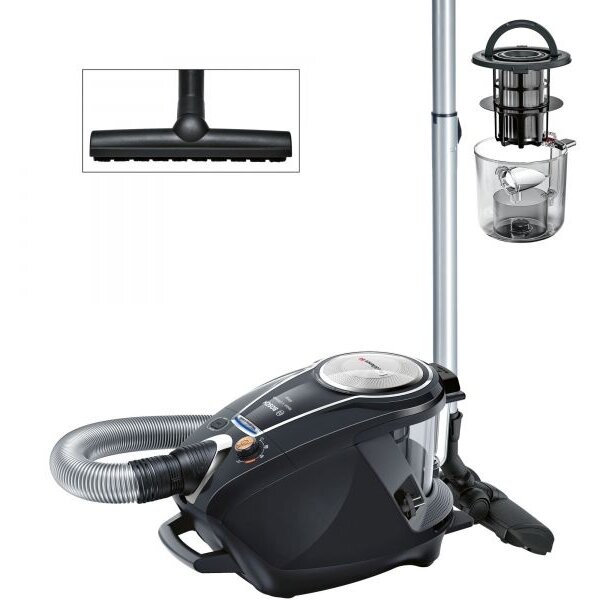 Aspirator fara sac Bosch BGS7MS64, 3 l, Filtru HEPA lavabil, Filtru Inteligent SelfClean System cu autocuratare, Smart Sensor Control Negru