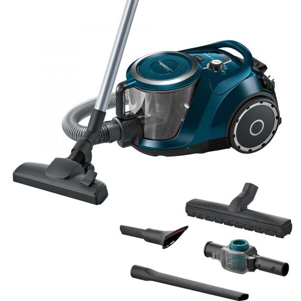 Aspirator fara sac Bosch BGS41FAM, 600 W, 2.4 l, Sistem Quatro Power & Easy Clean, Filtru Hepa, Petrol
