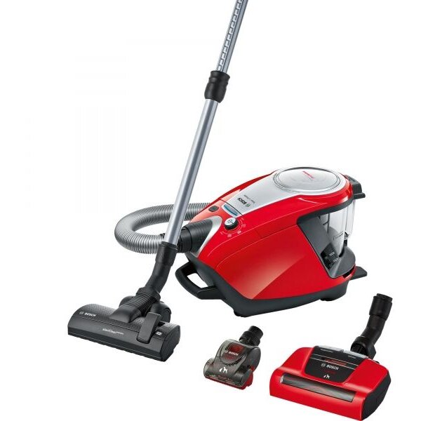 Aspirator fara sac Bosch BGS7PET, Gama 8, 800W, Rezervor XL 3l, Kit ProAnimal, Perie AirTurbo Plus, Curatare automata, QuattroPower, Rosu-Negru