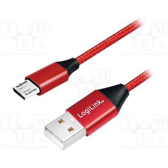 Cablu LOGILINK - Cablu USB-A 2.0 la micro-USB tata, rosu, 0,3 m