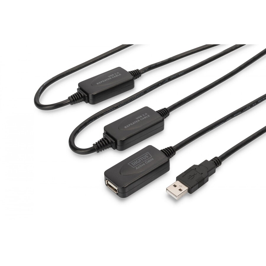 Digitus USB 2.0 25m cabluri USB USB A Negru
