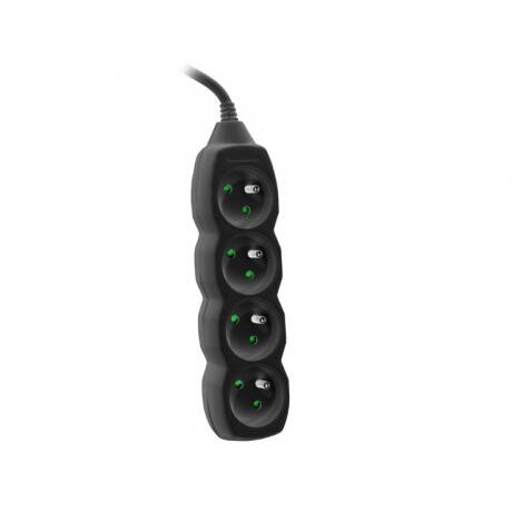Prelungitor Tracer PowerCord, 4 prize, 3m, Negru