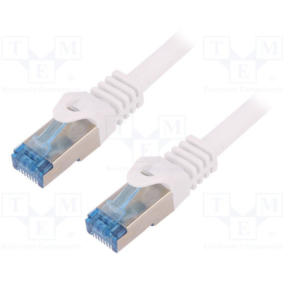 Patchcord Cablu Cat.6A 10G S/FTP PIMF PrimeLine 1,50m alb