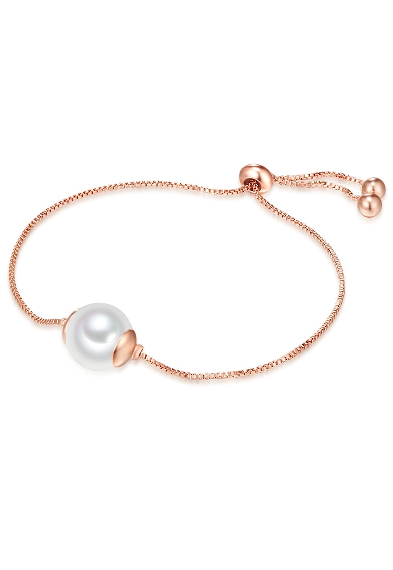 Bratara placata cu aur de 14K si decorata cu perla sintetica - Auriu rose