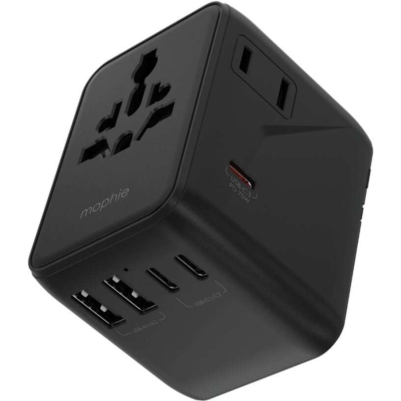 Incarcator Retea Essential 70W GaN 5 Porturi + AC Travel Adapter Negru