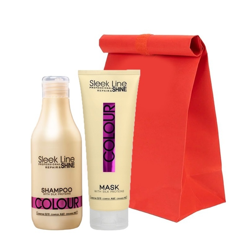 Set Sleek Line Colour – Sampon, 300 ml si masca cu proteine din matase pentru par vopsit, 250 ml