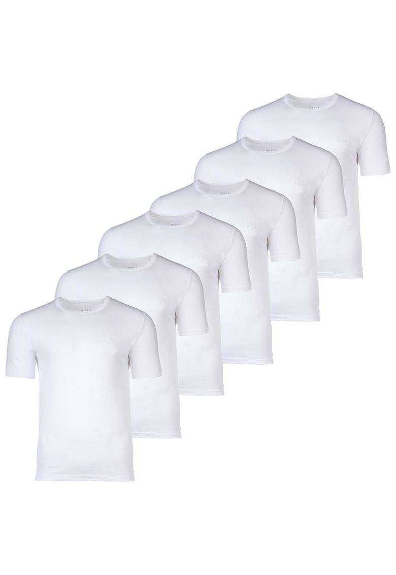 Set de tricouri cu decolteu rotund - 6 piese - Alb