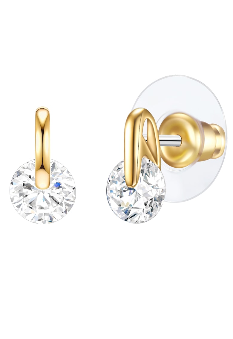 Cercei cu tija de aur de 14K filat cu zirconia - Auriu