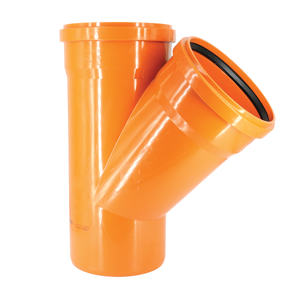 Ramificatie canalizare exterioara PVC Valrom, 45 grade, diametru 315 / 315 mm