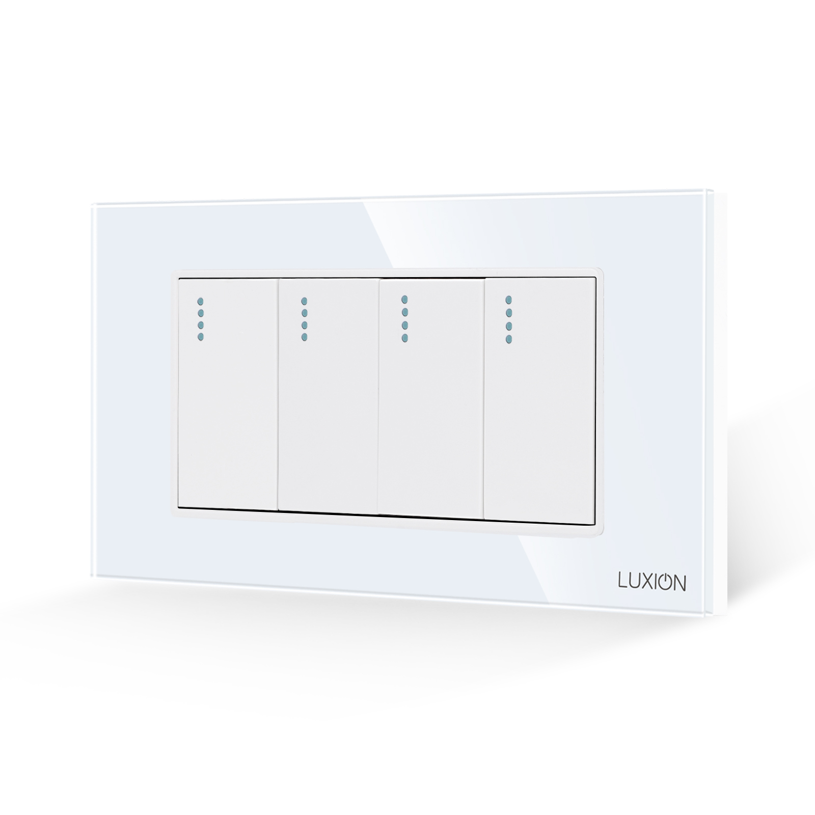 Intrerupator Cvadruplu Mecanic LUXION cu Rama din Sticla, Standard Italian, 4M