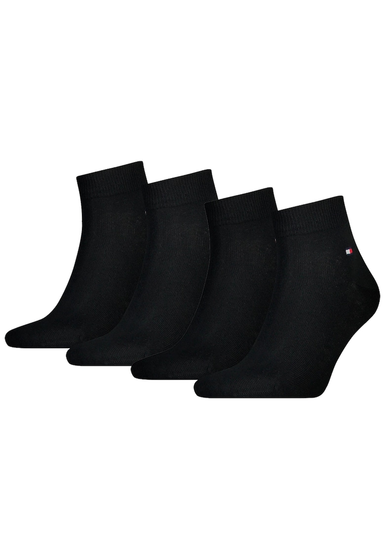 Set de sosete scurte cu logo discret 14171 - 4 perechi - Negru