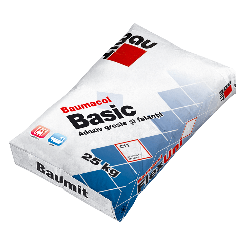 Adeziv pentru gresie si faianta Baumit Baumacol Basic, interior, gri, 25 kg
