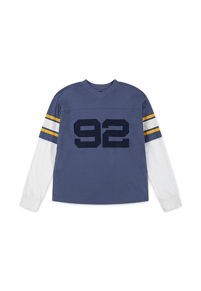 Bluza cu aspect 2 in 1 cu logo - Albastru pastel/Galben/Alb murdar
