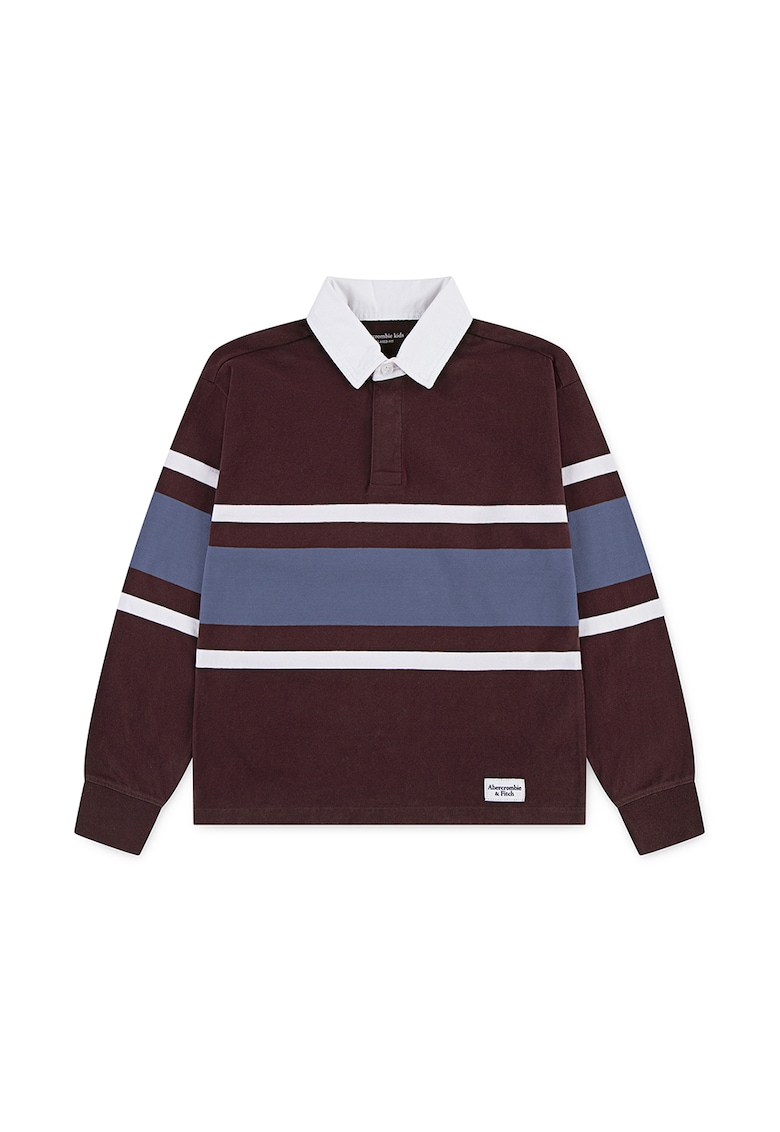 Bluza polo in dungi - Alb/Albastru pastel/Violet pruna