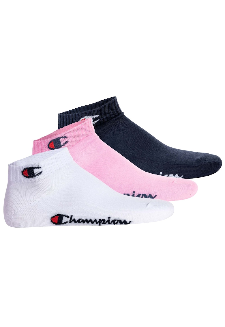 Set de sosete unisex pana la glezna - 3 perechi - Alb/Roz/Albastru