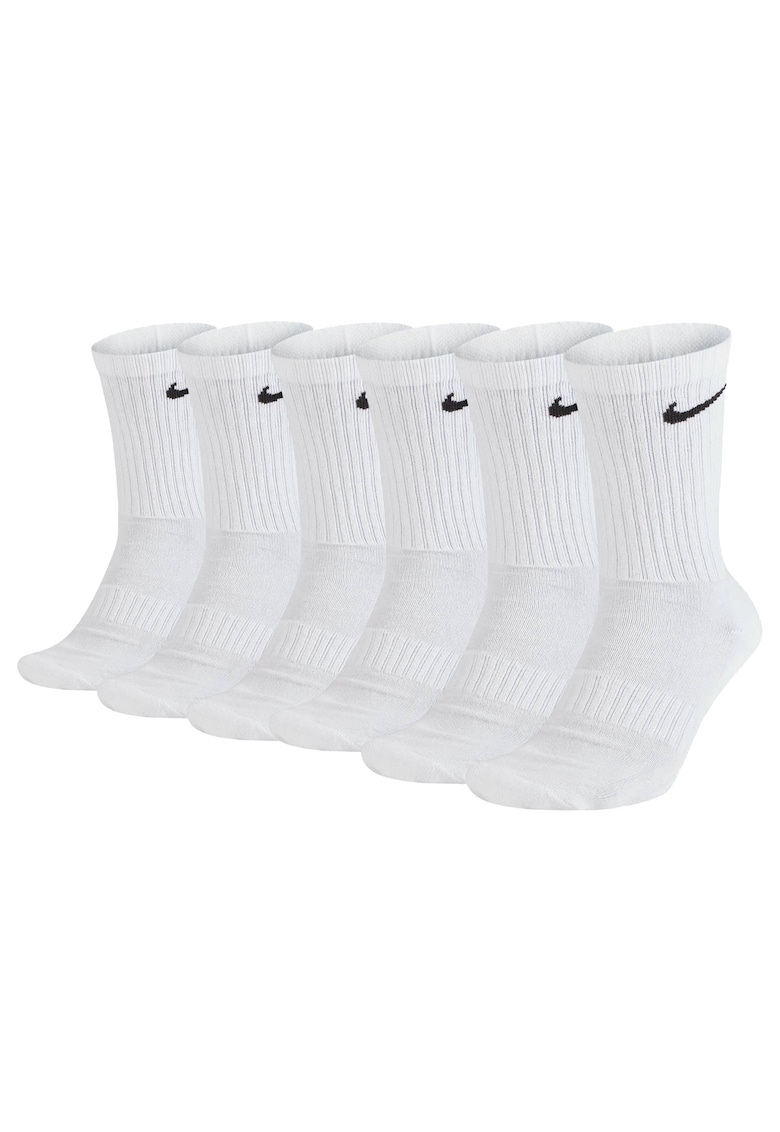Set de sosete lungi unisex cu model monograma - 6 perechi - Alb