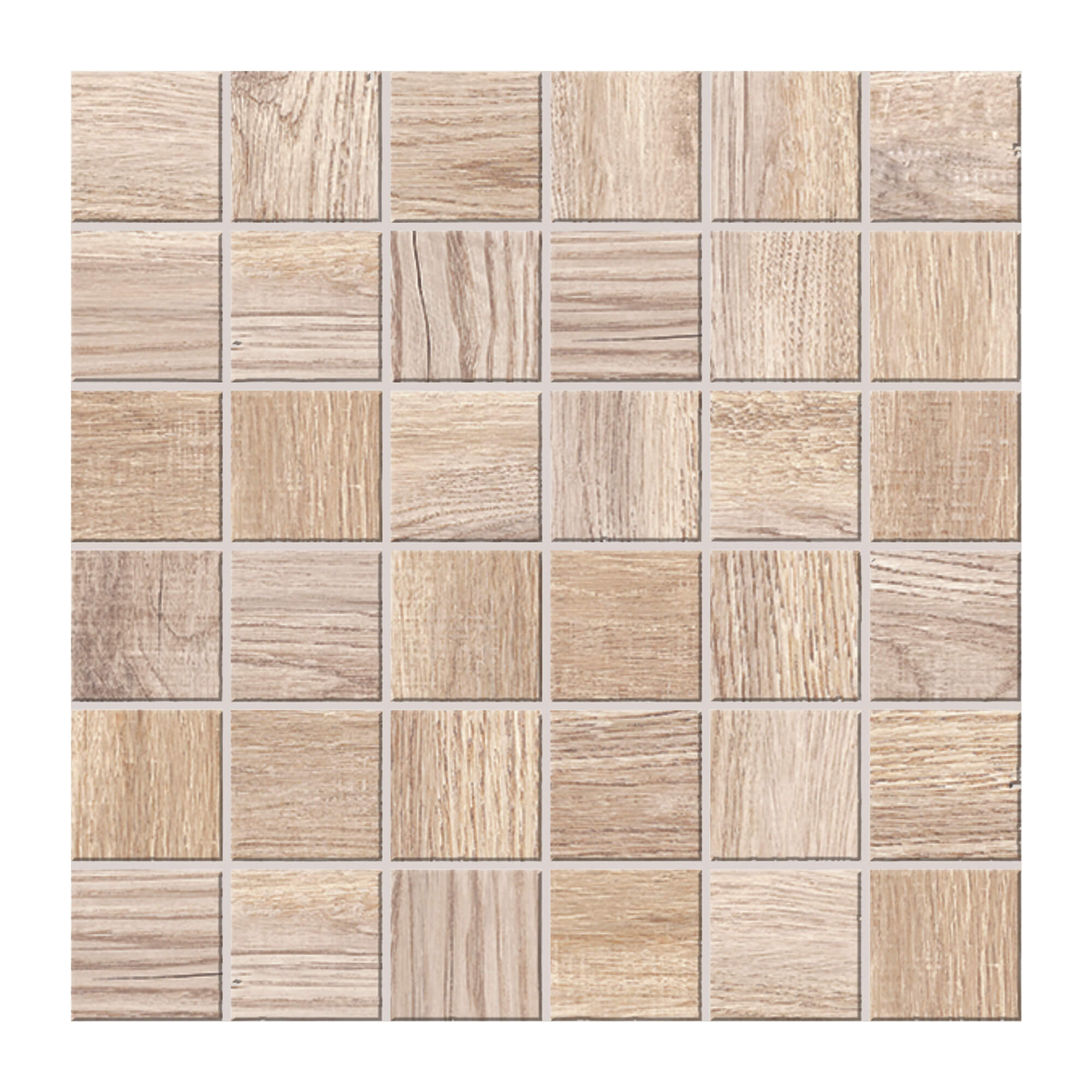 Mozaic portelanat Cesarom Legno Miele, rectificat, mat, bej, 30 x 30 cm