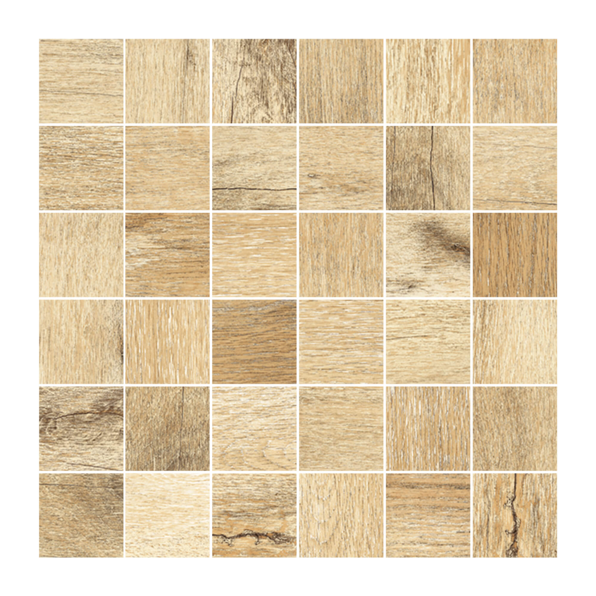 Mozaic ceramic Cesarom Pavimento, rectificat, PEI IV, R10, mat, lemn, bej, 30 x 30