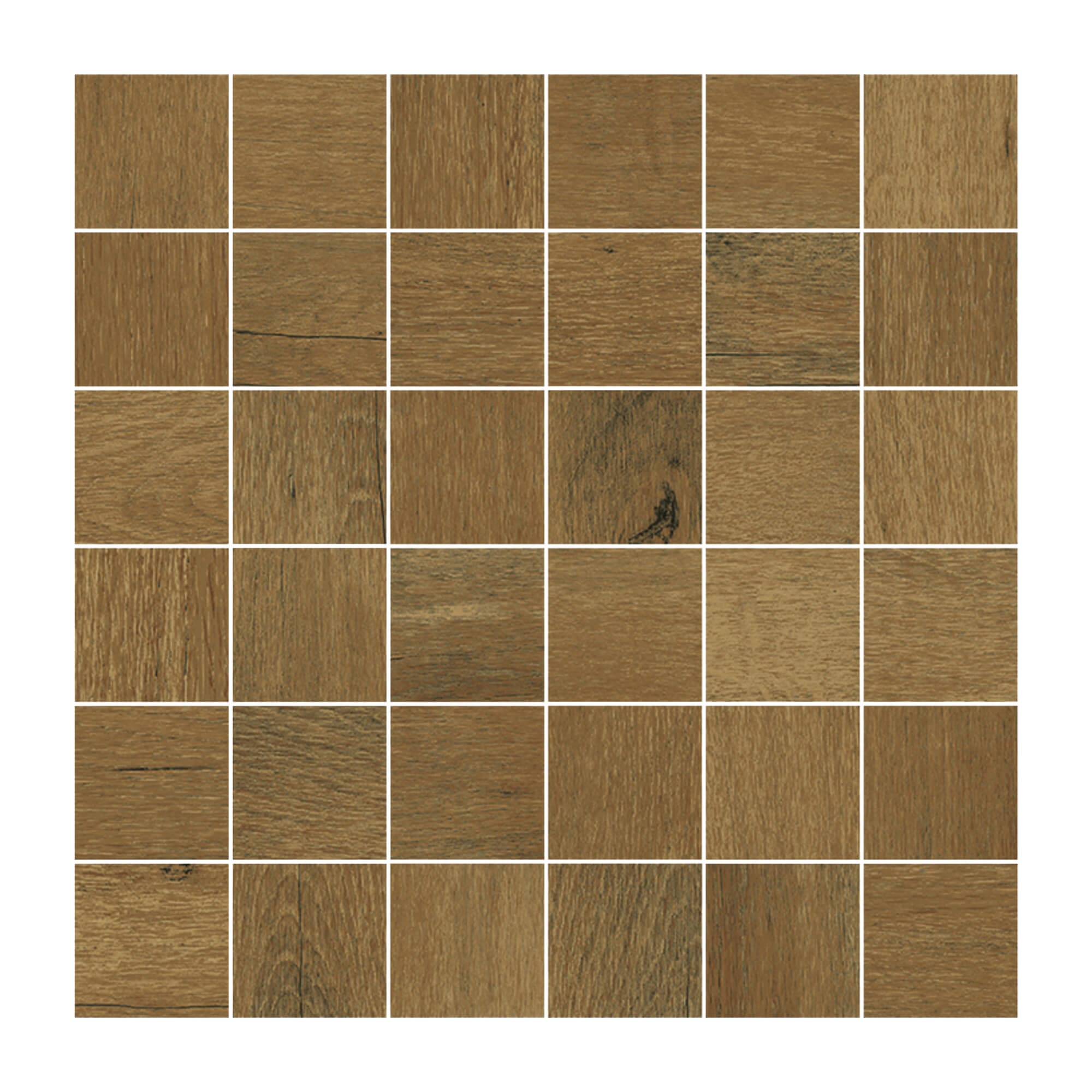 Mozaic ceramic Cesarom Pavimento, rectificat, portelanat, PEI III, mat, lemn, maro, 30 x 30 cm