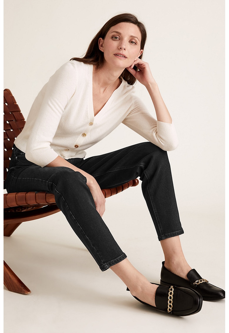 Blugi mom fit cu talie inalta - Negru