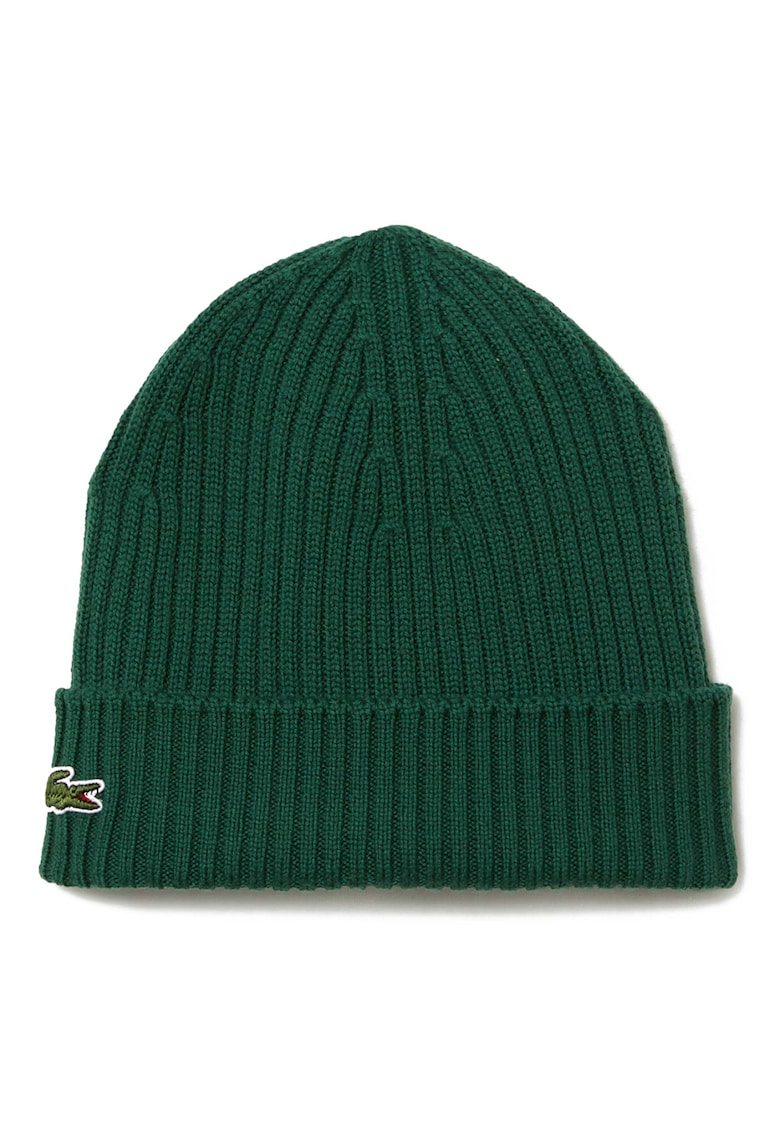 Caciula unisex striata de lana - Verde